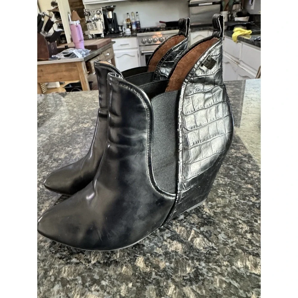 Jeffrey Campbell Ibiza Harrison Leather Calfskin Wedge Platform Boots.‎ Sz 9